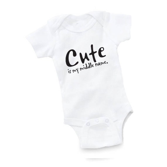 Cute Is My Middle Name Creeper Bodysuit Baby Shower Gift Funny Etsy