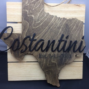 Texas Personalized State Family Name - Wood Gift - Housewarming Plaque Customized 3d