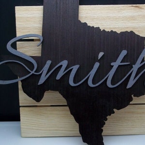 Texas Personalized State Family Name - Wood Gift - Housewarming Plaque Customized 3d