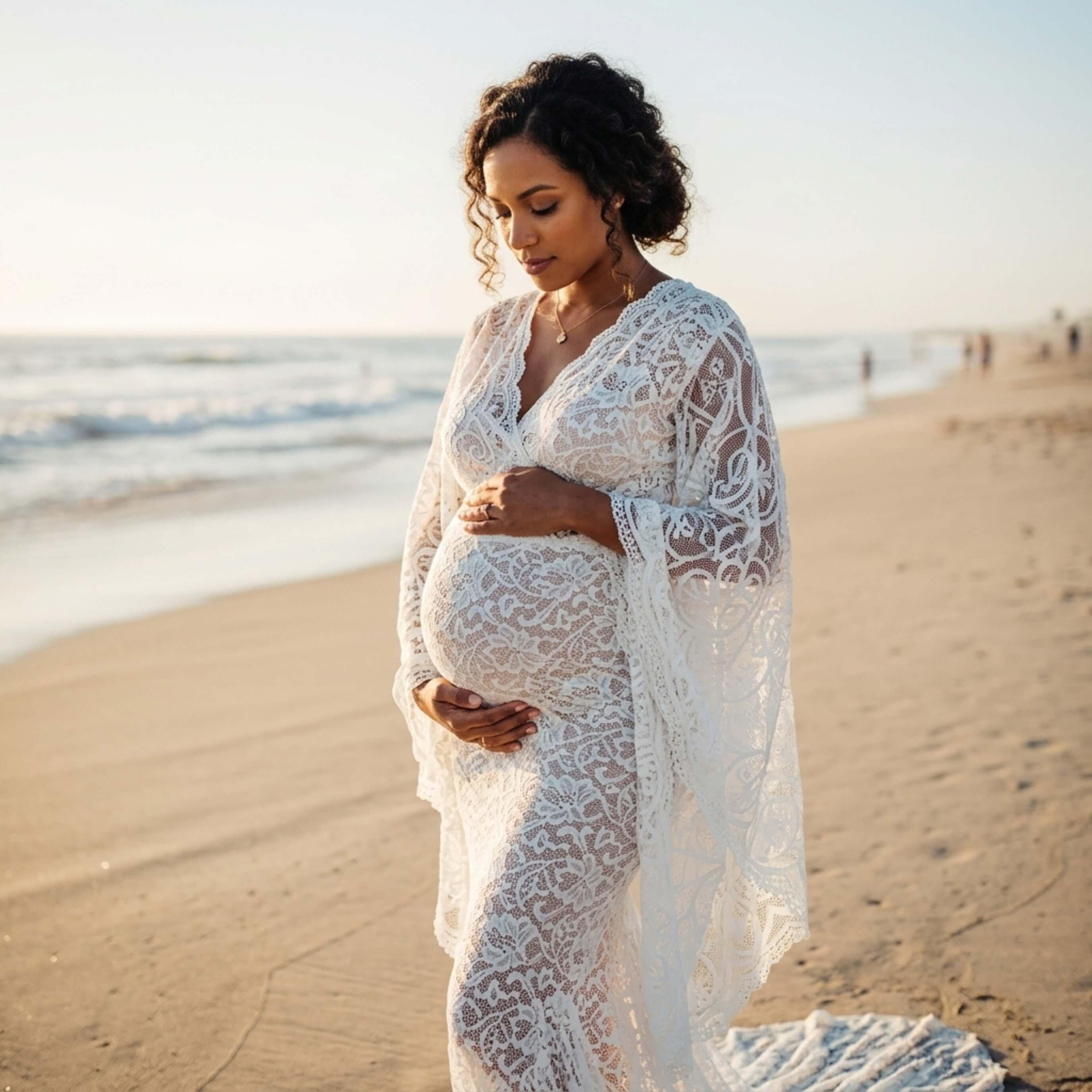 mermaid wedding dress pregnant Women Ruffle Floral Lace Maternity Dress for Photography Mermaid Off the Shoulder Maternity Dress for Baby Shower Photo Shoot Dress Beach Party Maxi Pregnancy Dresses for Photoshoot Purple-Lace Small at Amazon Women's