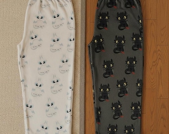Pantalones unisex de descanso con estampado de dragón / Pijama suave y cómodo / Regalo a juego para parejas