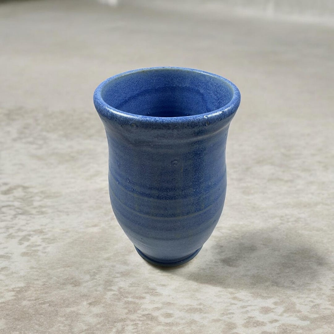 Handmade Ceramic Vase · Wheel-thrown Stoneware · Blue Glaze Art Vessel ...