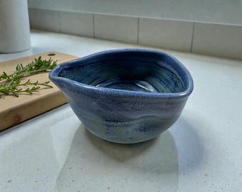 Handcrafted Ceramic Coffee Pourer – Ocean Blue Glaze, Artisan Creamer