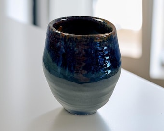 Handcrafted Blue Glazed Stoneware Vase - Modern Ceramic Decor