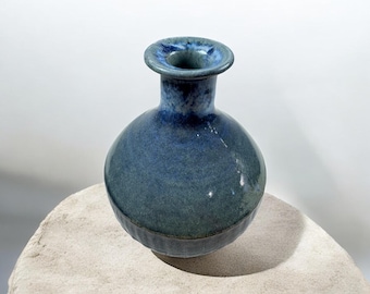 Handcrafted Coastal Blue Ceramic Vase, Modern Pottery Centerpiece