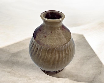 Handmade Burgundy Ceramic Vase, Textured Pottery Art, Ruby Cascade Vessel