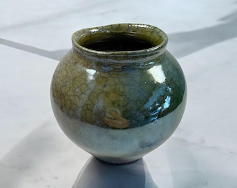 Olive Mist Crackle Vase
