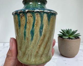 Ocean Mist Glazed Ceramic Vase | Handmade Stoneware Vessel, Green Blue Art Pottery