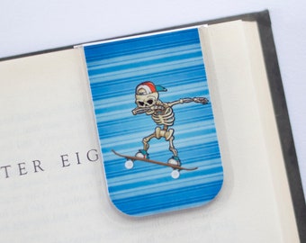 Skateboard Gift, Magnetic Bookmark, Gift Under 5, Stocking Stuffers, Gifts For Boys, Gifts For Him, Party Favors, Dab Skeleton, For Dudes