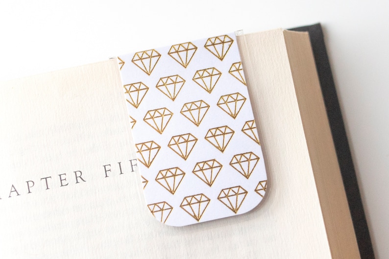 Gold Metallic Bookmark Diamond Bookmark Bookmark Etsy