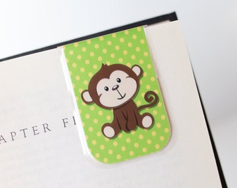Monkey Bookmark, Magnetic Bookmark, Monkey Gift, Valentines Day, Gift For Teen, Gift For Her, Gifts Under 5, Gift Under 10, Planner Bookmark