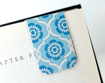 Blue Bookmark, Magnetic Bookmark, Laminated Bookmark, Unique Bookmarks, Moroccan Design, Gifts For Her, Back To School, School Accessories