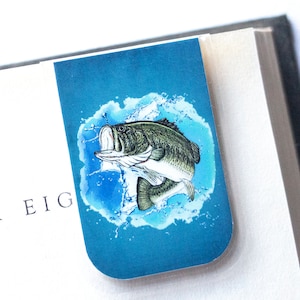 Bass Bookmark, Magnetic Bookmark, Fishing Gift, Fish Bookmark, Manly Gift, Gift Under 5, Bass Fishing Gifts, Party Favor, Planner Bookmark