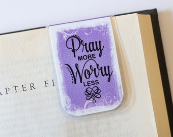 Magnetic Bookmark, Quote Bookmark, Stocking Stuffer, Pray More, Worry Less, Bible Study Gift, Bible Bookmark, Inspiration Gift, Gift For Her