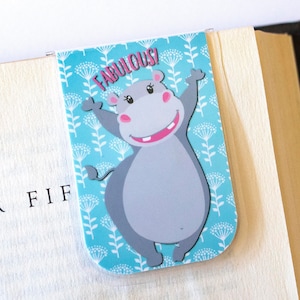 Hippo Bookmark, Magnetic Bookmark, Hippo Gift, Funny Gift, Gifts Under 5, Gifts Under 10, Gifts For Her, Stocking Stuffer, Party Gift