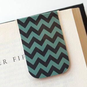 Chevron Bookmark, Teal Bookmark, Magnetic Bookmark, Laminated Bookmark, Stocking Stuffer, Gift Under 5, Christmas Gift, Magnetic Page Marker