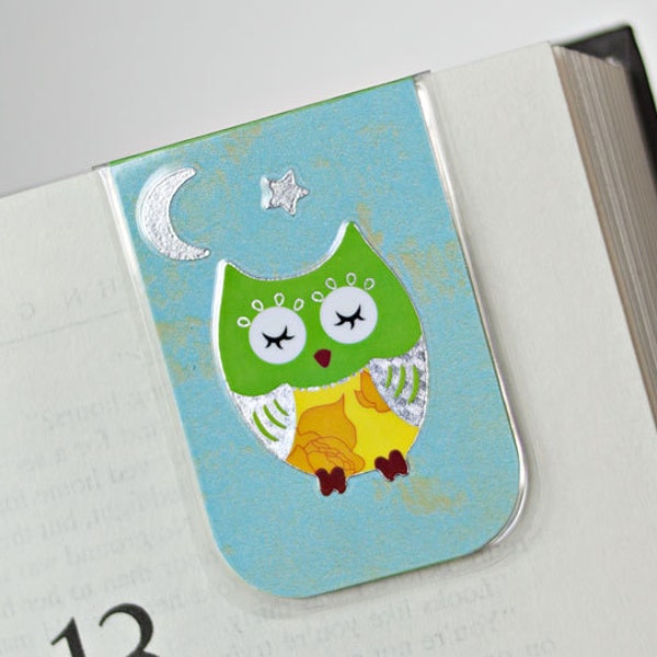 Owl Bookmark Magnetic Bookmarks, Laminated Bookmarks, Owl bookmark, Colorful Owls, Owl Bookmarks, Metallic Owl, Sleeping Owl, Ready To Ship