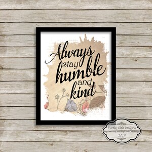 Humble and Kind Printable Wall Art Tan 8X10, Digital, Always Stay ...