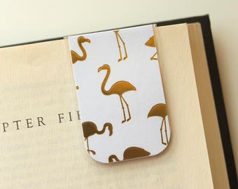 Flamingo Bookmark | Metallic Bookmark | Magnetic Bookmark | Laminated Bookmark | Gold Metallic |