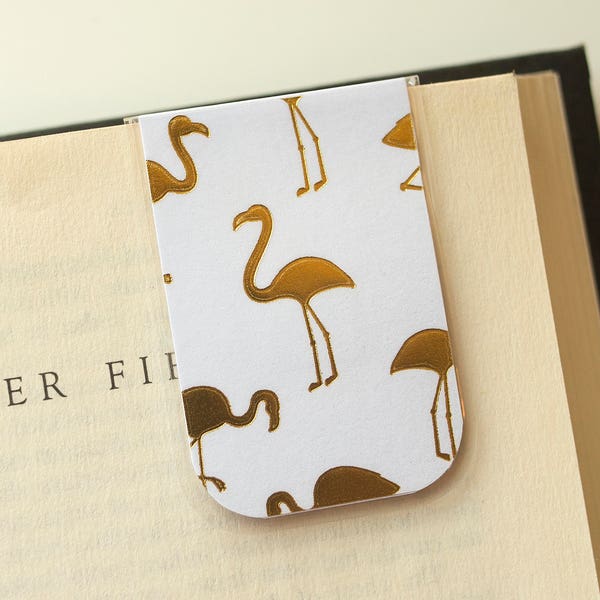 Flamingo Bookmark | Metallic Bookmark | Magnetic Bookmark | Laminated Bookmark | Gold Metallic |