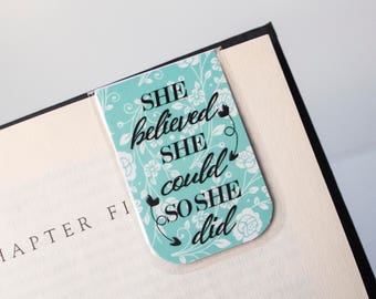 She Believed Magnetic Bookmark Laminated So She Did Teacher Gift Summer Birthday Student College Planner Page Marker
