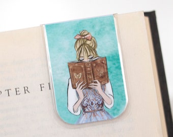 Magnetic Bookmark, Book Lover Gift, Planner Accessory, Blonde Vintage Girl