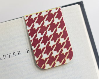 Houndstooth Magnetic Bookmark Laminated Red Yellow White Design Chic Teacher Gift Birthday Christmas College Student School Education