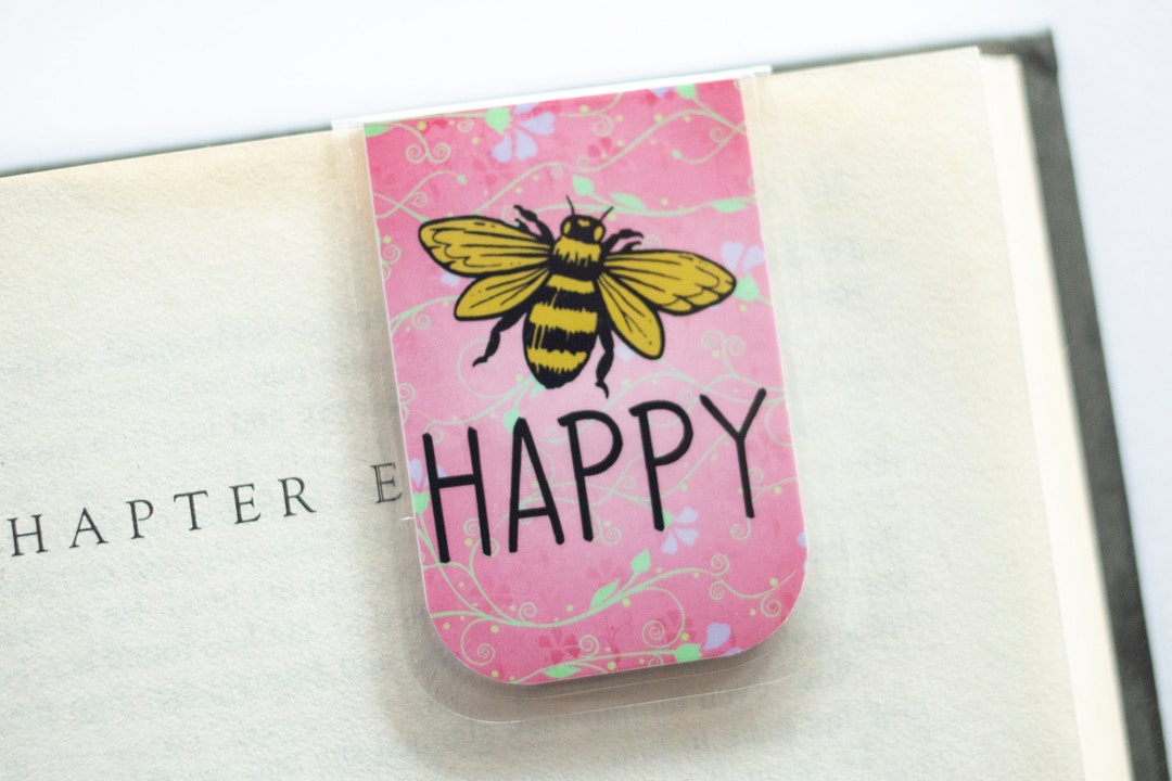 Bookmark Bee Happy Handmade Laminated Magnetic USA - Etsy