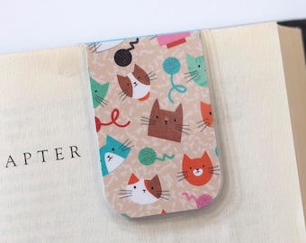 Cat Bookmark Magnetic Laminated Handmade Kitty Reader USA
