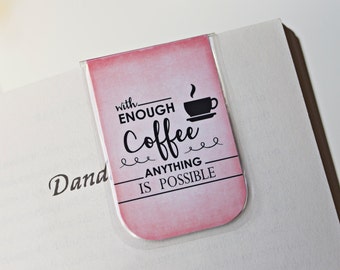 Coffee Bookmark Magnetic Bookmarks Laminated Coffee Cappuccino Mocha Pink Red Mom Dad Teacher Gift Student School