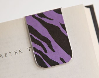 Zebra Bookmark Laminated Magnetic Purple Zebra Stripes Print Animal Safari Teacher Reading Gift