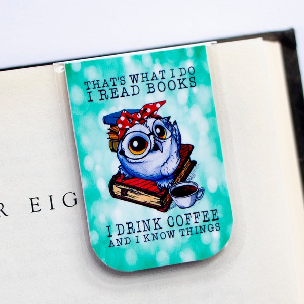 Owl Bookmark, Magnetic Bookmark, Owl Gift, Gift Under 5, Stocking Stuffers, I Know Things, Gifts For Her, Reading Gifts, Planner Accessory