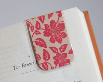 Magnetic Bookmark, Laminated Bookmark, Planner Bookmarks, Planner Accessories, Salmon Gift, Flower Gift, Vintage Flower Print, Teacher Gift