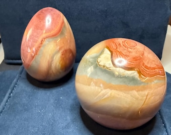 Polychrome Jasper Sphere and Egg Set • Madagascar Desert Jasper