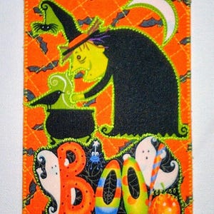 HALLOWEEN MONSTER BOo carte postale en tissu 4 x 6 elle lui enfant petits-enfants ami proche * maison hantée citrouilles chauve-souris chat noir araignée *
