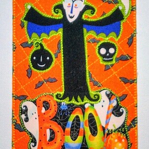 Carte postale en tissu 4 x 6 HALLOWEEN Boo DRAC Citrouilles Elle lui enfant petits-enfants ami proche * citrouilles maison hantée chauve-souris chat noir *