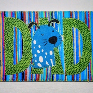 DOG PAPA Liebe 100x150 Stoff Postkarte Birthday Dad Him Friend Dank Einweihungsparty Bilderrahmen Raumdeko *Türkis BLuES Grün*