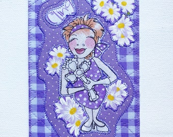 FAITH CLiNG WORSHIP GALS 4x6 Fabric Postcard Card Bible Study Gift Mom Her Friend Relative She Shed Thanks *Purple Fabric* *Spiritual Women*