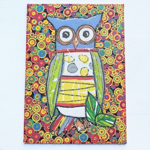 Chouette lunatique 5 x 7 grande carte postale en tissu anniversaire maman amie parent lui cadeau amoureux de hibou Merci pendaison de crémaillère cadre décoration de chambre