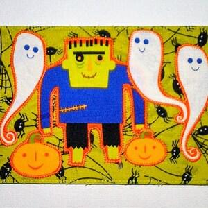 HALLOWEEN MONSTER BOo carte postale en tissu 4 x 6 elle lui enfant petits-enfants ami proche * maison hantée citrouilles chauve-souris chat noir araignée *