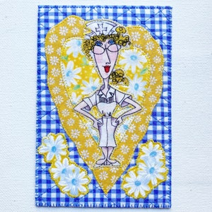 INFIRMIÈRE LOVE coeur tissu carte postale carte anniversaire son enfant ami famille envoyer cadeau d'amour remerciement décoration de la chambre cadre ensemble sur chevalet 4 x 6