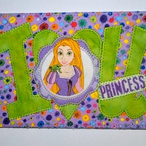 I LOVE YOU PRINCESS Carte postale en tissu 4 x 6 matelassé avec appliqué