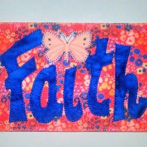 FAITH BLOWERS INSPIRATIONAL 4 x 6 Stoff Postkarte Geschenk Blessings Mom Verwandte Freundin Danke Housewarm Quilted Applizierte
