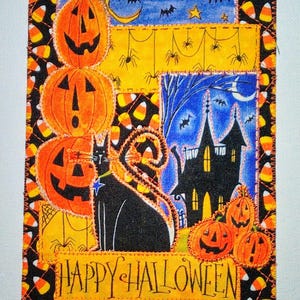 Citrouilles fantômes d'Halloween 5 x 7 cartes postales en tissu elle lui enfant petits-enfants ami proche * citrouilles maison hantée chauve-souris chat noir araignée *