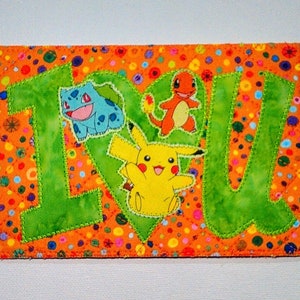 I LOVE YOU CaRTOON 4"x6" Fabric Postcard Her Him Child Family Friend Birthday Gift Room Decor Frame Quilted Appliqued