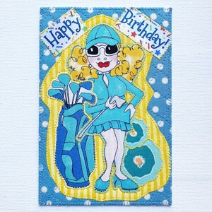 Carte postale en tissu 4 x 6 anniversaire GOLF GAL maman son ami parent, elle a jeté un cadeau Merci pendaison de crémaillère cadre décoration de chambre matelassé appliqué