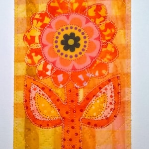 Fleur heureuse fleur 4 x 6 tissu carte postale carte anniversaire son amie elle a perdu un cadeau Merci pendaison de crémaillère amusante fleur Vichy jaune pêche orange