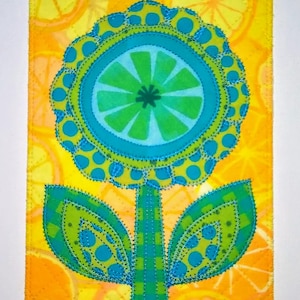 Fleur d'été d'agrumes 5 x 7 grande carte postale en tissu Anniversaire maman son ami parent Merci pendaison de crémaillère lumineuse et fantaisiste