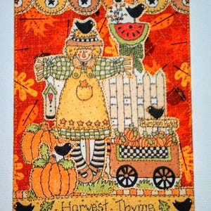 SPAVENTAPASSERI AUTUNNO AUGURI CORVI ZUCCHE 5x7 Cartolina in tessuto Lei Lui Mamma Amico Parente *Raccolto di timo Zucca Patch*