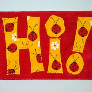 OI! JOANINHAS Cartão postal de tecido de 4 x 6 cm para ela, criança, família, amigo, presente de aniversário, apliques acolchoados, JOANINHAS dizem oi!